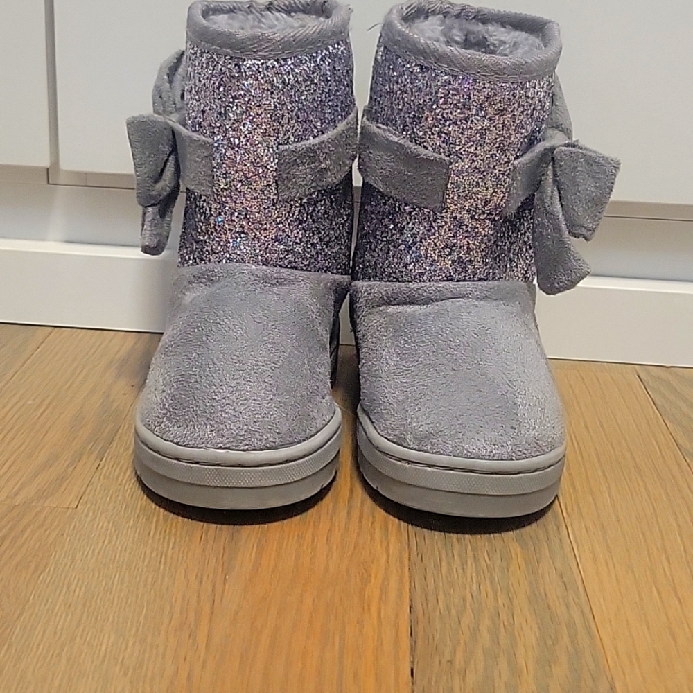 Bebe Boots Gray Girls Glitter Suede  Winter Shoes Size 9 Grey Fashion Toddler